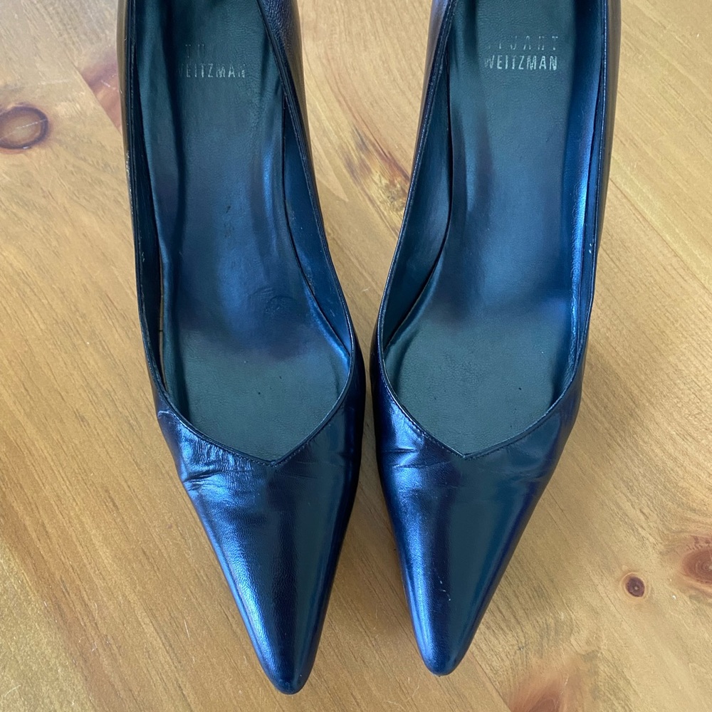 Black Stuart Weitzman leather pointy toe heels